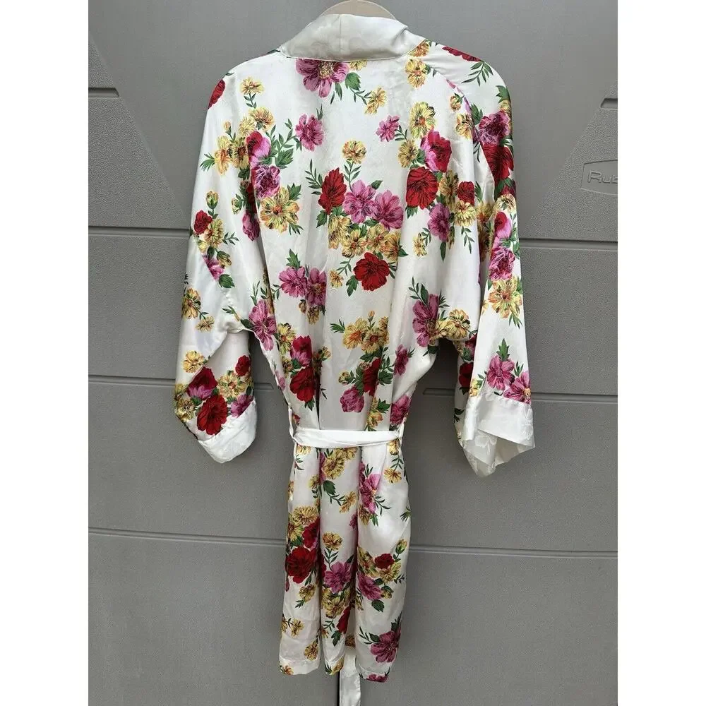 Vintage Victoria's Secret Gold Label Robe Satin Floral Kimono One size 90’s Y2K